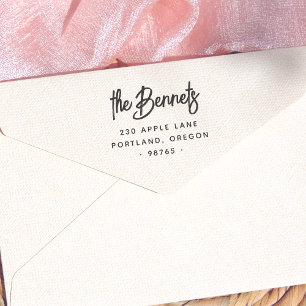 Tampons Encreurs Boho Calligraphy Nom de famille et adresse de reto