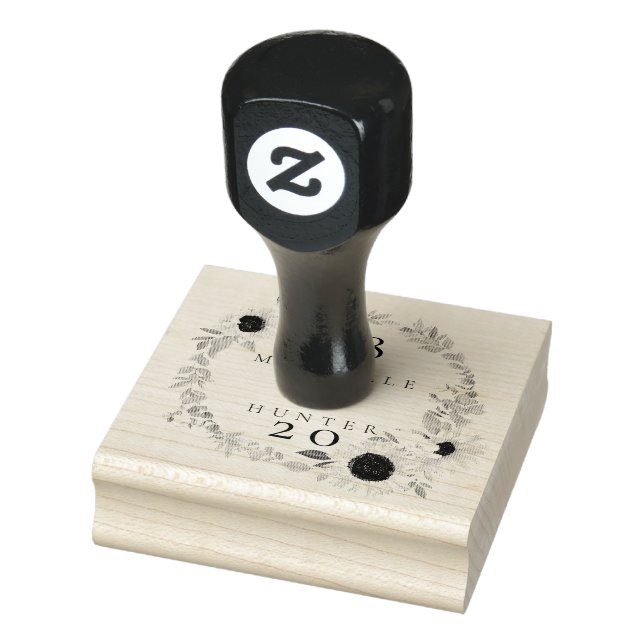 Tampons Encreurs Boho Floral Rose Photo Cercle Rose Enregistrer La  (Tampon)