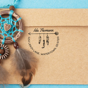 Tampons Encreurs Boho & Moderne Arrow Feathers Adresse de retour