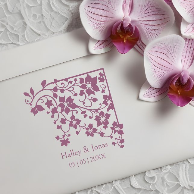 Tampons Encreurs Boho romantique Rustique Fleur sauvage Corner Mari (Romantic Boho Rustic Wildflowers Corner Wedding Rubber Stamp.)