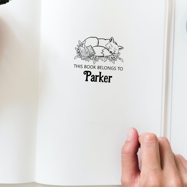 Tampons Encreurs Bois livre de contes Fox Baby Book Timbre (This book belongs to personalized bookplate stamp in the Woodland Storybook Baby Shower Collection.)