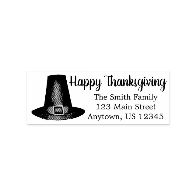 Tampons Encreurs Bon thanksgiving Pilgrim Puritan Casquette Adresse (Impression)