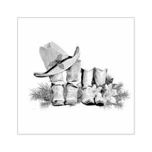 Tampons Encreurs Boots rustiques du pays et de l'Ouest et Casquette