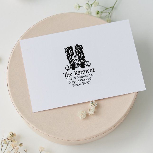 Tampons Encreurs Bordure Collie Dog, Adresse de retour personnalisé (Créateur téléchargé)
