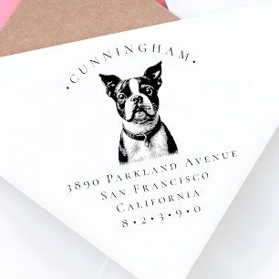 Tampons Encreurs Boston Terrier Pet Dog Nom et adresse de retour