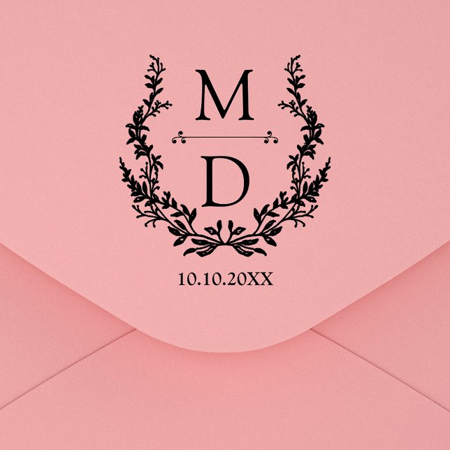 Tampons Encreurs botanical modern initials monogram wedding (Créateur téléchargé)