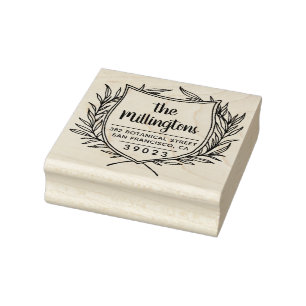 Tampons Encreurs Botanique Crest Nom de famille Script Adresse de r