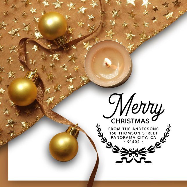 Tampons Encreurs Botanique Joyeux Noël Famille Adresse de retour (Créateur téléchargé)