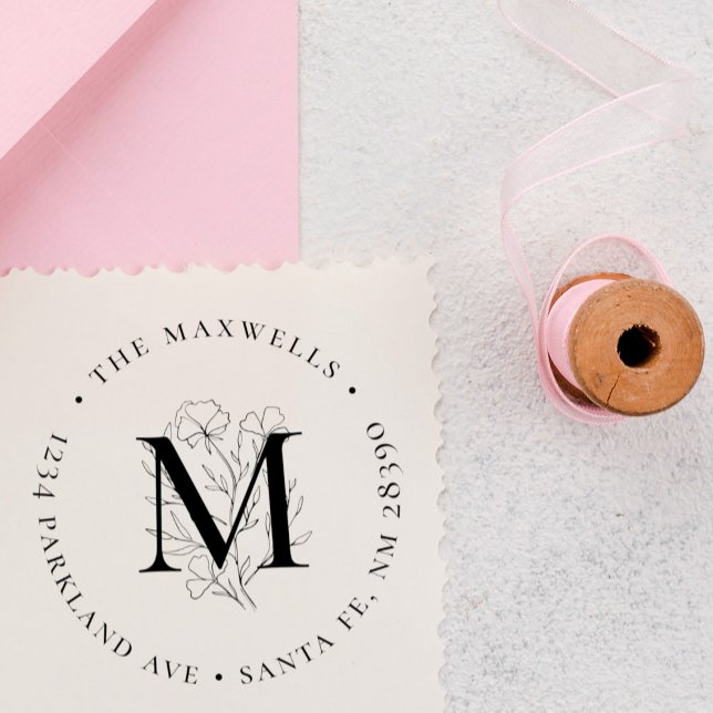 Tampons Encreurs Botanique Monogramme Circulaire Famille Adresse de (Créateur téléchargé)