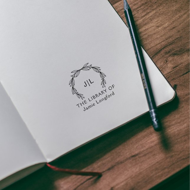 Tampons Encreurs Botanique Rustique Nom personnalisé Initiales Bibl (Créateur téléchargé)