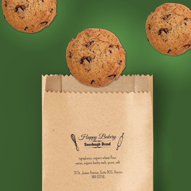 Tampons Encreurs Boulangerie manuscrite Ingrédients d'affaires Élég (Handwritten Bakery Business Ingredients Elegant Rubber Stamp)