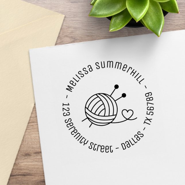 Tampons Encreurs Boule de Tricot Yarn Craft Adresse ronde 4 (Créateur téléchargé)