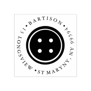 Tampons Encreurs bouton à coudre ADRESSE DE RETOUR EN ROND Timbre 