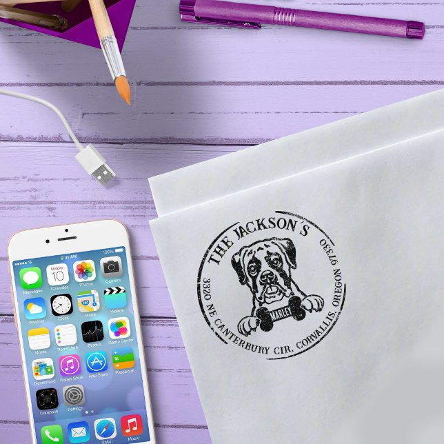 Tampons Encreurs Boxer Adresse de retour de famille personnalisée (Créateur téléchargé)