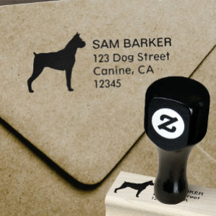 Tampons Encreurs Boxer Chien race Silhouette Adresse de retour