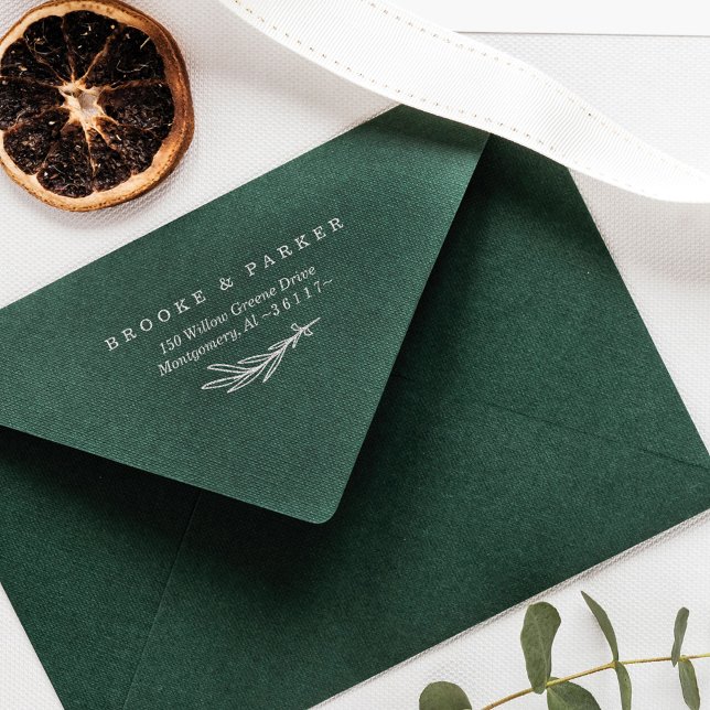 Tampons Encreurs Branche de feuille moderne Nom et adresse personna (Créateur téléchargé)