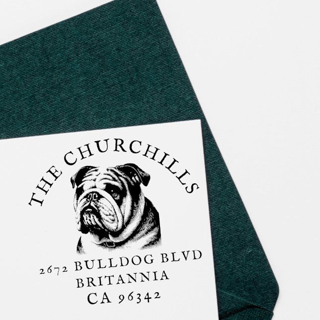 Tampons Encreurs British Buldog Nom de famille Adresse de retour (Créateur téléchargé)