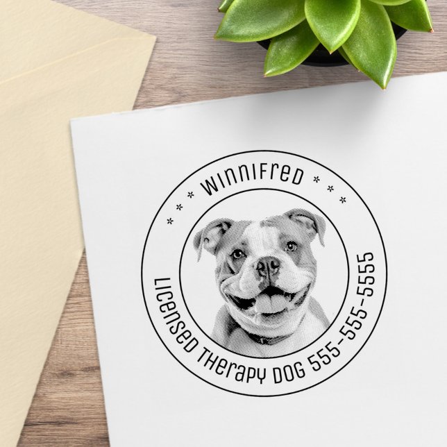 Tampons Encreurs Bulldog Pit Bull Chien Animal Photo Round (Créateur téléchargé)