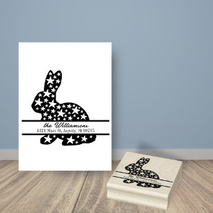 Tampons Encreurs Bunny Rabbit Stars Monogramme Adresse de retour