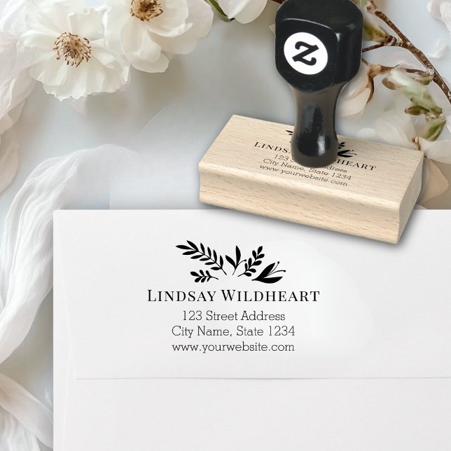 Tampons Encreurs Business Address | Botanical Logo Business (Business Address | Botanical Logo Business Rubber Stamp)