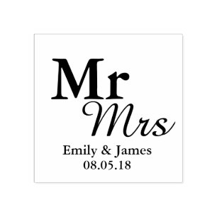 Tampons Encreurs Cadeau de mariage Mr&Mrs Typographie Élégante Simp