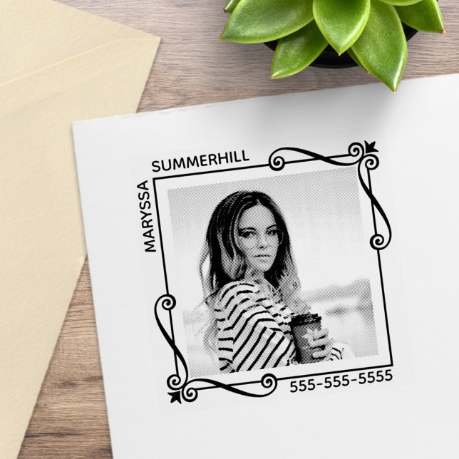 Tampons Encreurs Cadre Carré de virages de coin Texte photo personn (Créateur téléchargé)