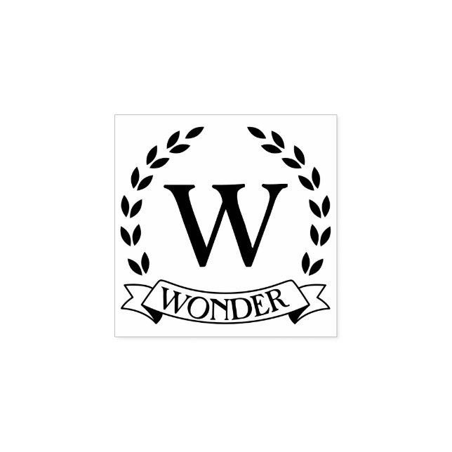 Tampons Encreurs Cadre de cercle de lettrage de monogramme nom de f (Impression)