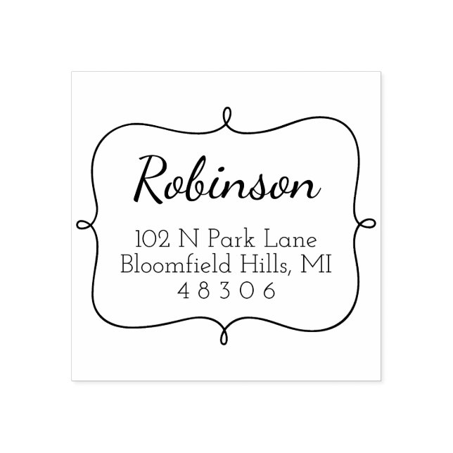 Tampons Encreurs Cadre élégant | Adresse de retour de script (Impression)