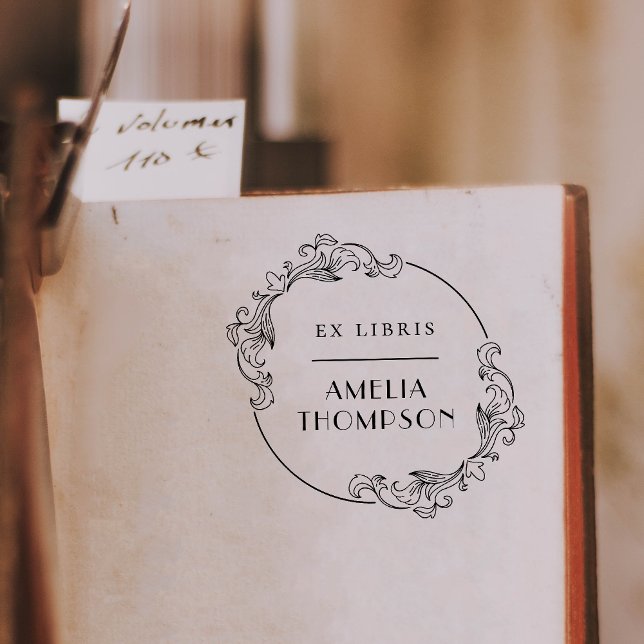 Tampons Encreurs Cadre rond vintage élégant Ex Libris Nom (Créateur téléchargé)