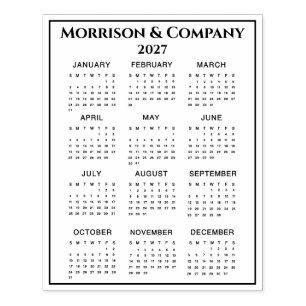 Tampons Encreurs Calendrier 2027 #3 Quatre rangées, trois colonnes,