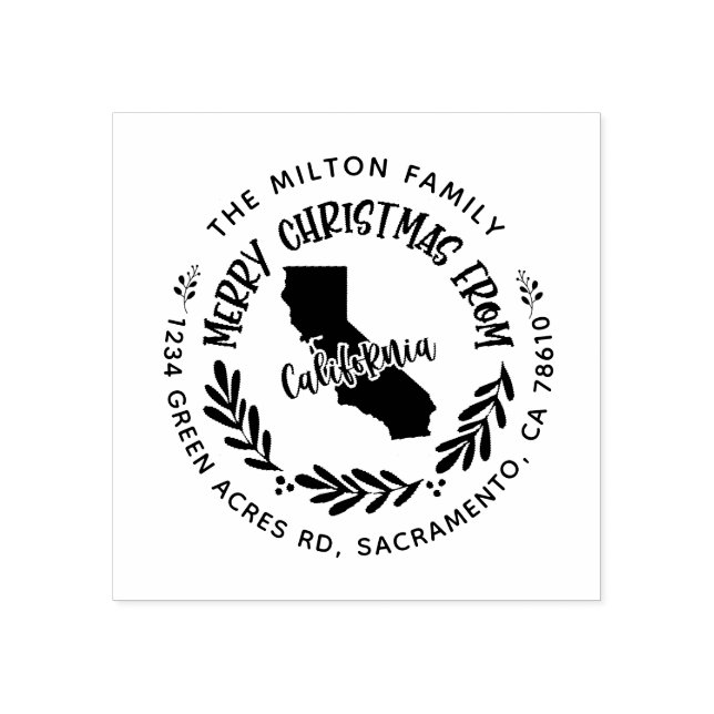 Tampons Encreurs californie rustique joyeux noël adresse de retour (Impression)