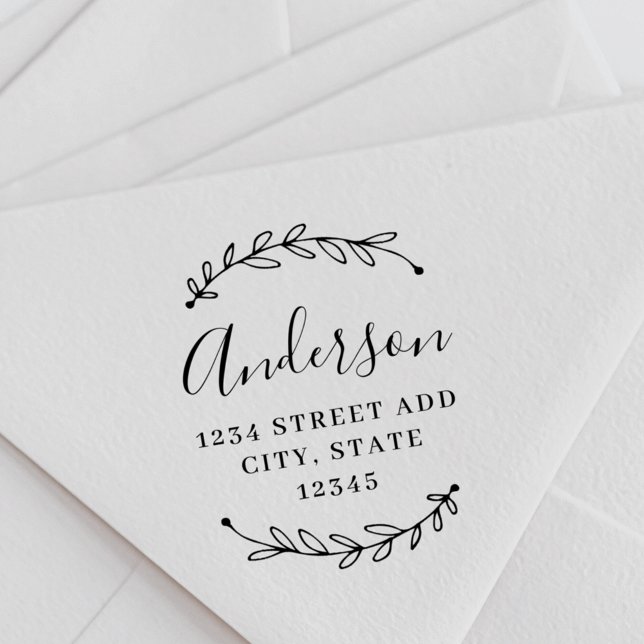 Tampons Encreurs Calligraphie de couronne botanique Nom de famille  (Créateur téléchargé)