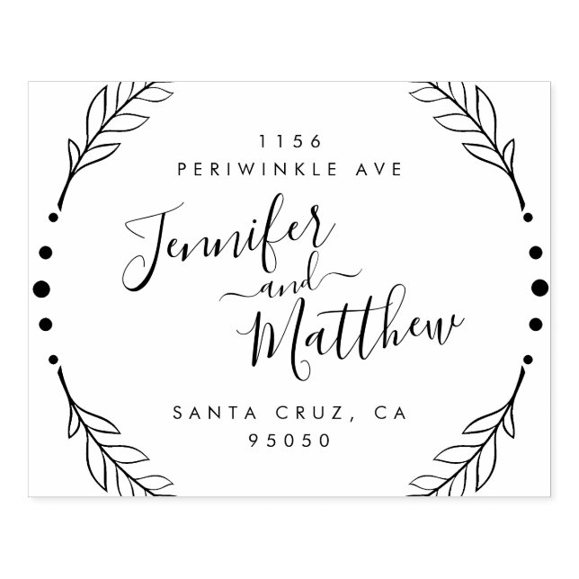 Tampons Encreurs Calligraphie rustique Mariage de couronne Adresse  (Impression)