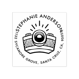 Tampons Encreurs Caméra de dessin moderne ronde Adresse de retour