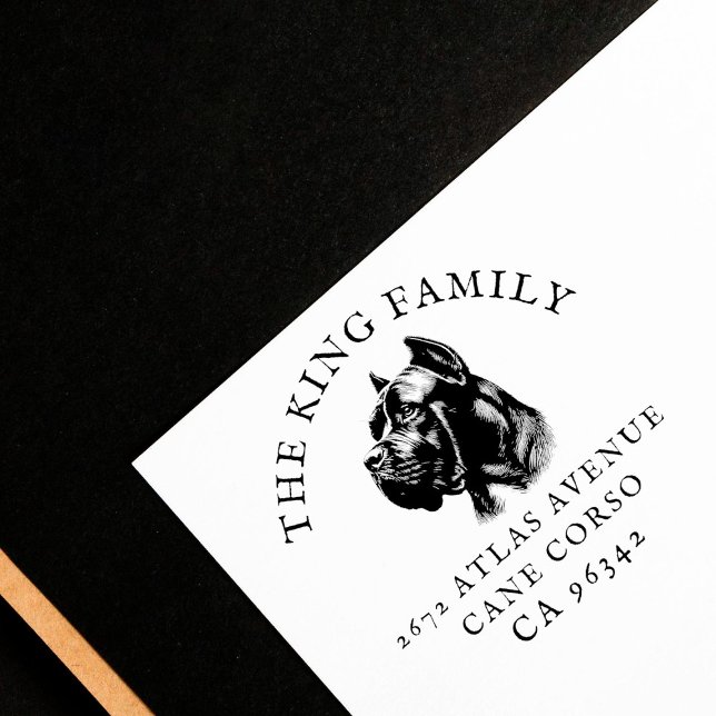 Tampons Encreurs Cane Corso Dog Nom de famille Adresse de retour (Créateur téléchargé)