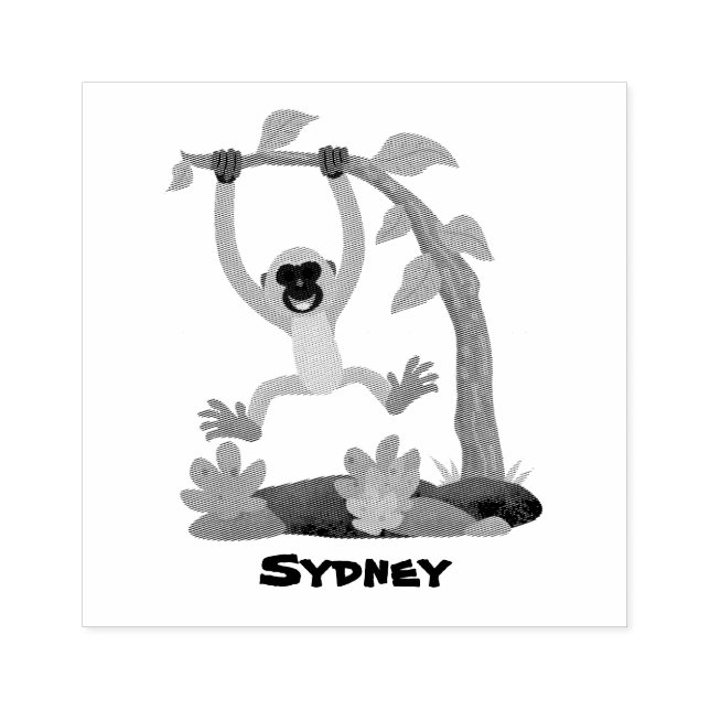 Tampons Encreurs Caricature de bande de gibbon joyeux (Impression)