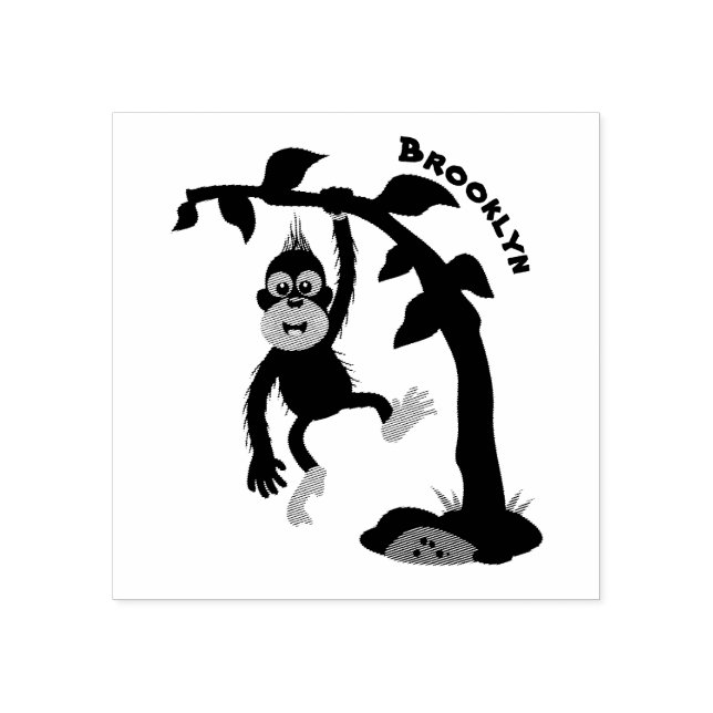 Tampons Encreurs Caricature de bébé orangoutan joyeux (Impression)