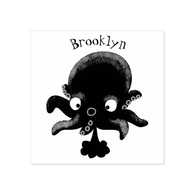 Tampons Encreurs Caricature de bébé pieuvre rose mignonne humour (Impression)