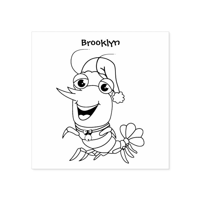 Tampons Encreurs Caricature de crevettes de Noël joyeux (Impression)