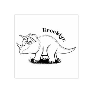 Tampons Encreurs Caricature de dinosaure de triceratops vert mignon