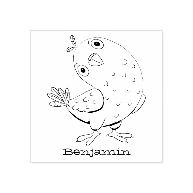 Tampons Encreurs Caricature de perruche verte curieuse (Impression)