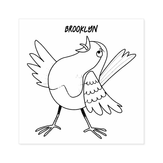 Tampons Encreurs Caricature d'oiseau rouge chantant mignon (Impression)