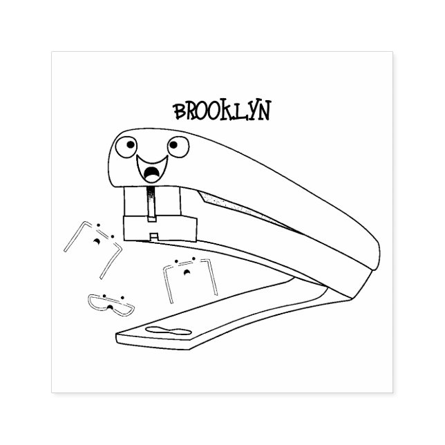 Tampons Encreurs Caricature en agrafeuse rouge pâle (Impression)