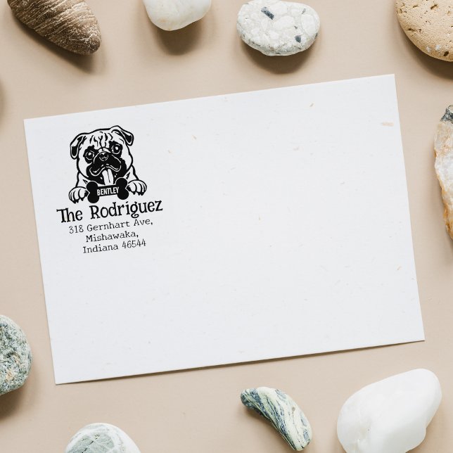 Tampons Encreurs Carlin Dog, Adresse de retour personnalisée, (Créateur téléchargé)