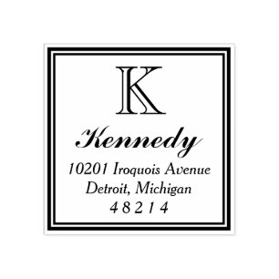 Tampons Encreurs Carré Adresse de retour du monogramme