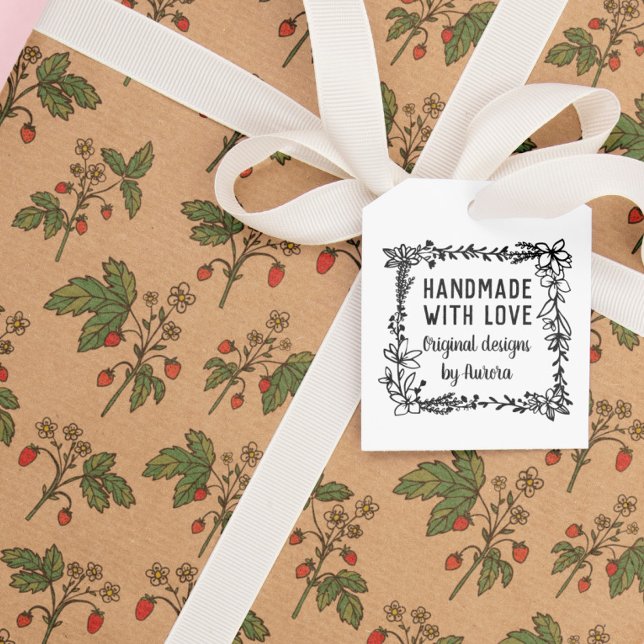 Tampons Encreurs Carré Floral Dessiné À La Main Fabriqué À La Main  (Créateur téléchargé)