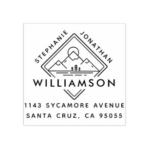 Tampons Encreurs Carré moderne Mountain Sunset Adresse paysager