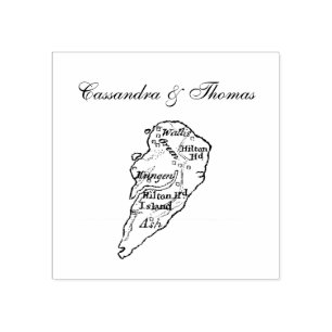 Tampons Encreurs Carte ancienne de l'île de Hilton Head SC Bleu mar