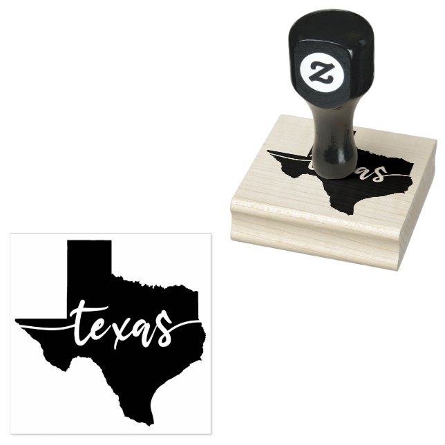 Tampons Encreurs Carte du Texas Cute Texas Typographie Carte d'état (Tamponné)