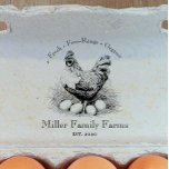 Tampons Encreurs Carton d'oeuf de poulet de la ferme vintage<br><div class="desc">Customisez ce timbre en carton d'oeuf de volaille de ferme à look vintage rustique. Carré vintage d'antiquité conception de poulet et d'oeuf. Customisez facilement avec votre ferme familiale biologique locale petite entreprise agricole pour déposer des informations. Ajoutez une date établie ou des informations supplémentaires telles que le numéro de téléphone...</div>